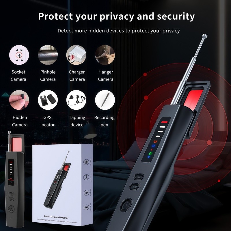 Escaneador Detector de Câmera Escondida T011, Anti Gravação e Anti Rastreamento GPS para Hotel