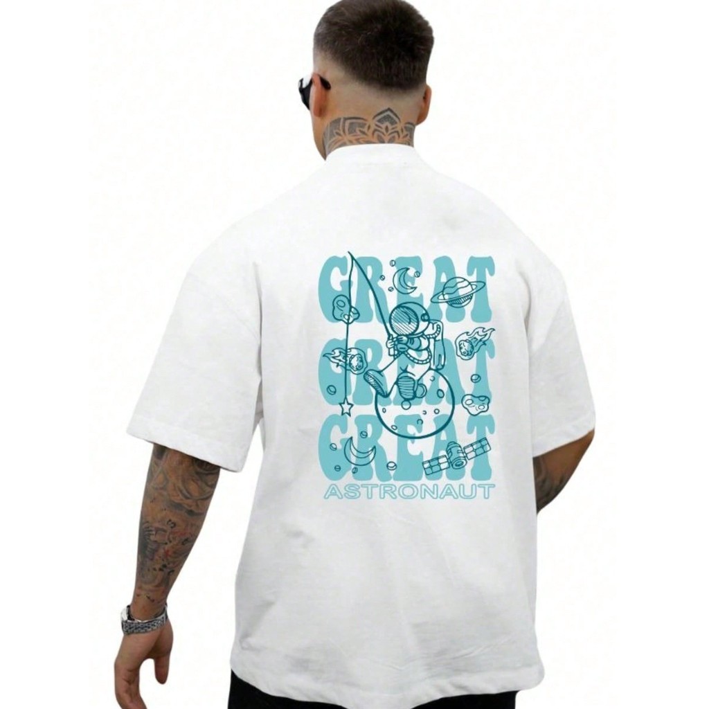 Camiseta Básica Estampada Great Masculina Algodão Moda Streetwear