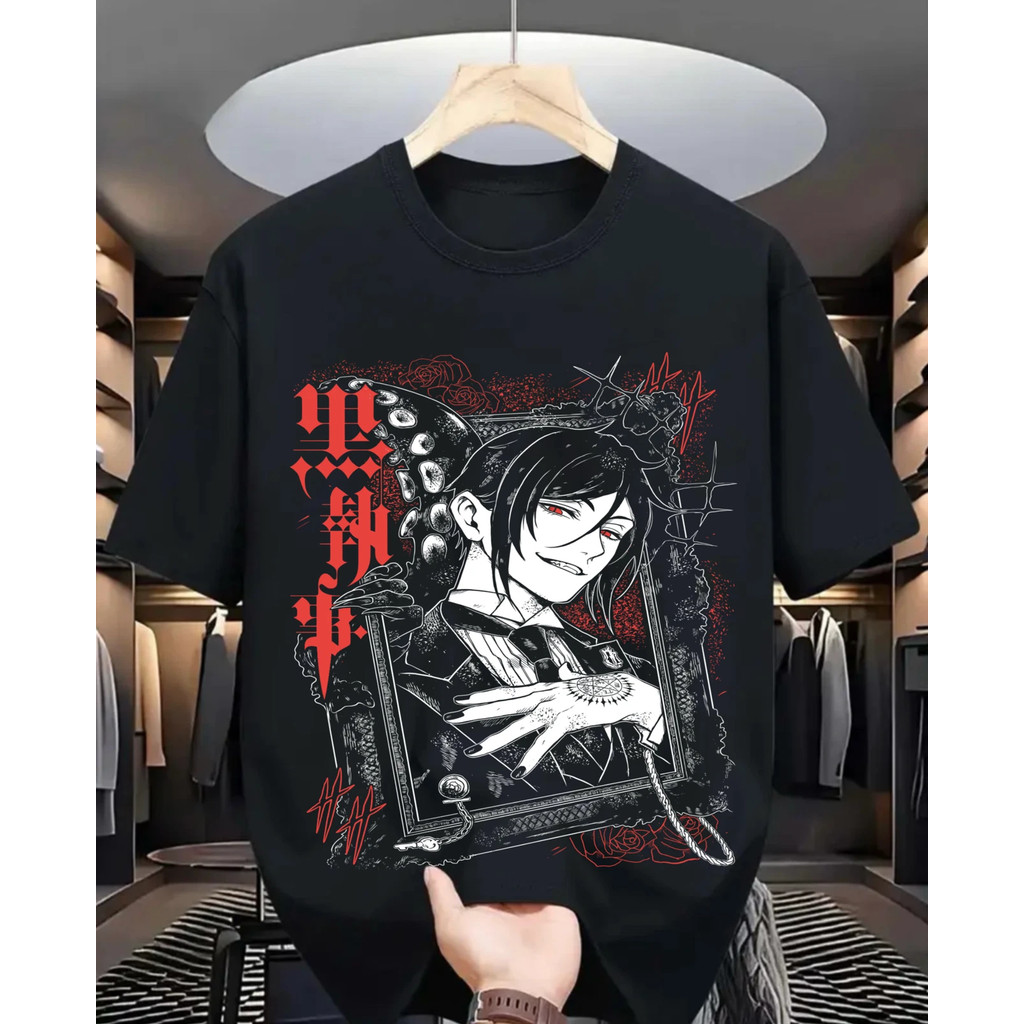 2026 Camiseta Masculino Oversized Black Butler T-shirt Sebastian Ciel Toboso Yana Kawai Anime