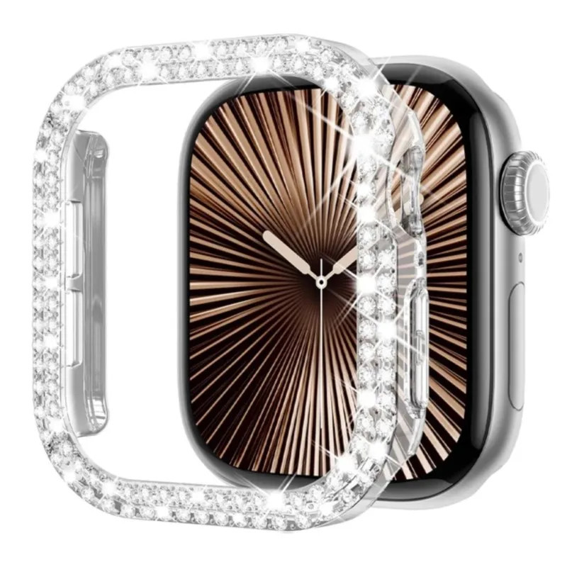 Brilho Diamante Capinha Capa Para Apple Watch 40mm 44mm 41mm 38mm 45mm 49mm S10 42mm 46mm iWatch Bumper Protetor Case
