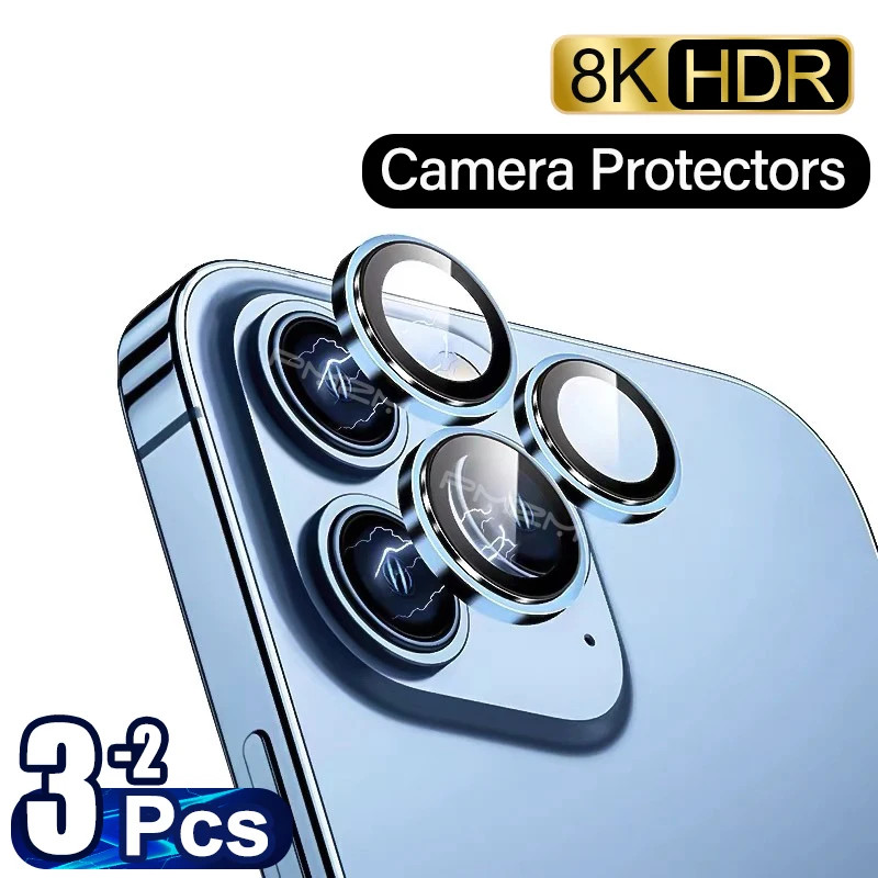 2-3PCS Para iPhone 11 12 13 Mini 14 15 Plus Pro Max Protetores De Lente De Câmera De Anel De Metal