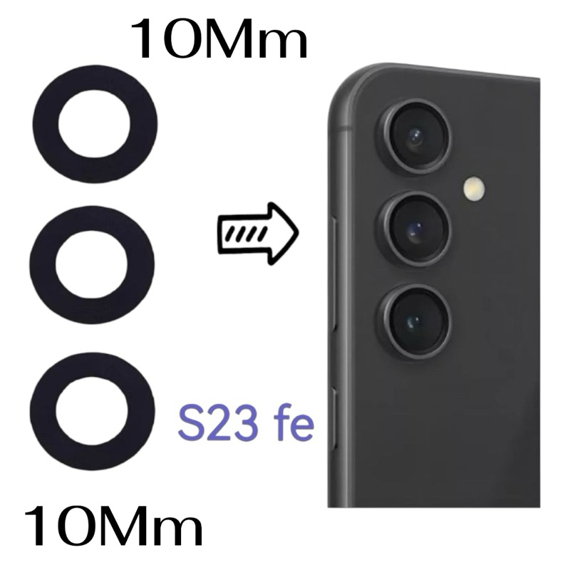 Vidro Lente Camera Traseira Compatível galaxy S23 Fe S711 (3pçs)(10Mm)(com adesivo )
