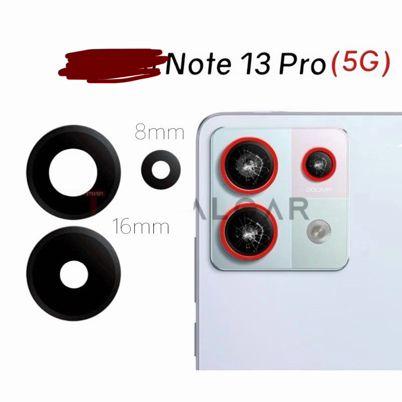 Lente Vidro de Câmera Traseira Compatível xiam Note 13 Pro 5g  (3pçs)(com adesivo )