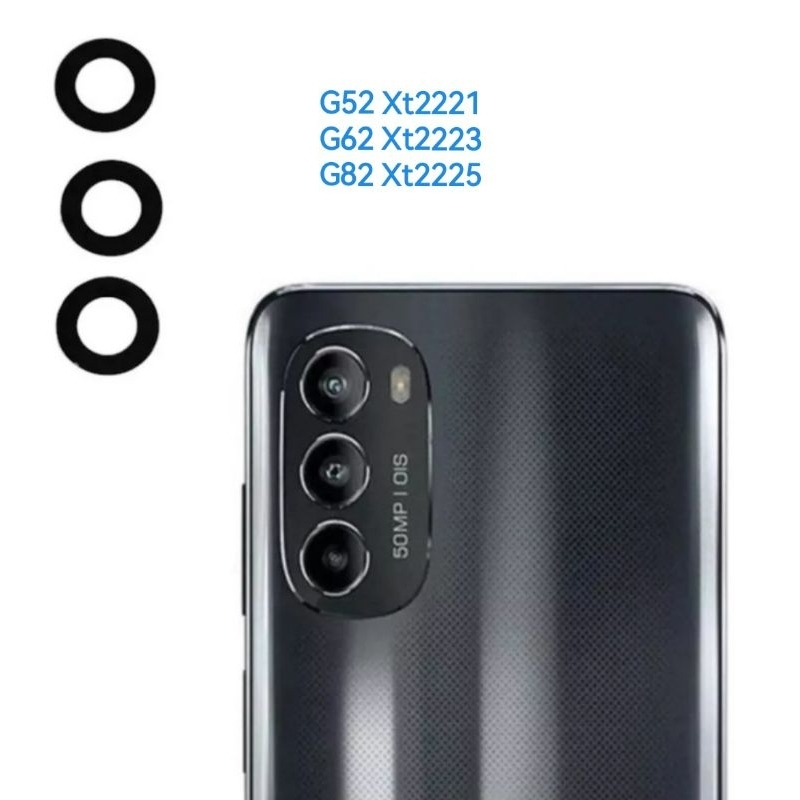 Vidro Lente Camera Traseira Compatível moto G52 / G62 / G82 (3pçs)(com adesivo )
