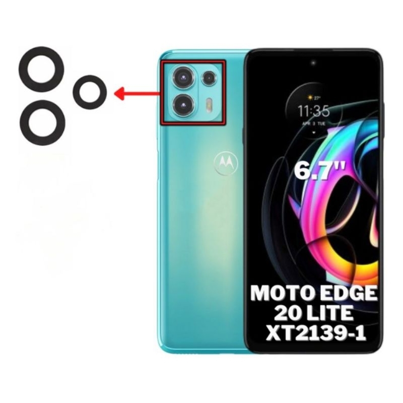 Lente Vidro de Câmera Traseira Compatível Moto Edge 20 Lite Xt2139 (3pçs)