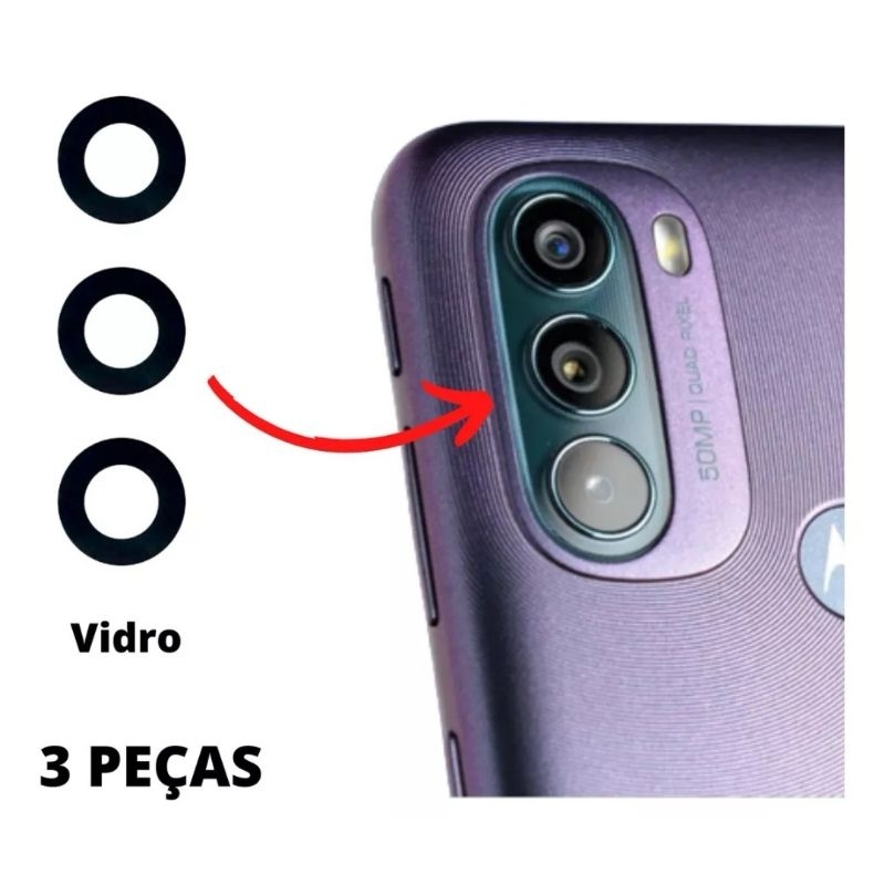 Vidro Lente Camera Traseira Compatível MOTO moto g41 / g71/G60 / G60s (3pçs)
