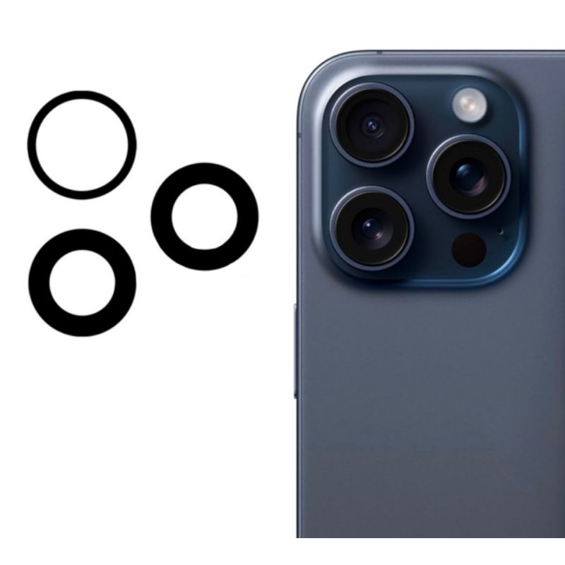 Lente Vidro de Câmera Traseira Compatível IP 15 Pro Max/15 pro (3pçs)(com adesivo )