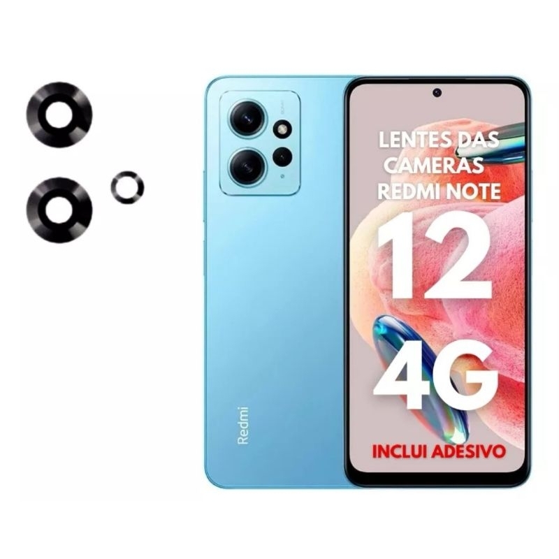 Lente Vidro de Câmera Traseira Compatível Redim Note 12 4G (3pçs)( com adesivo )