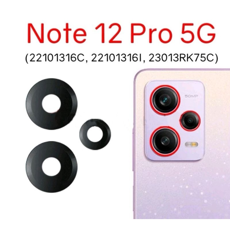 Vidro Lente Camera Traseira Compatível Redim Note 12 Pro 5g (3pçs)(com adesivo )