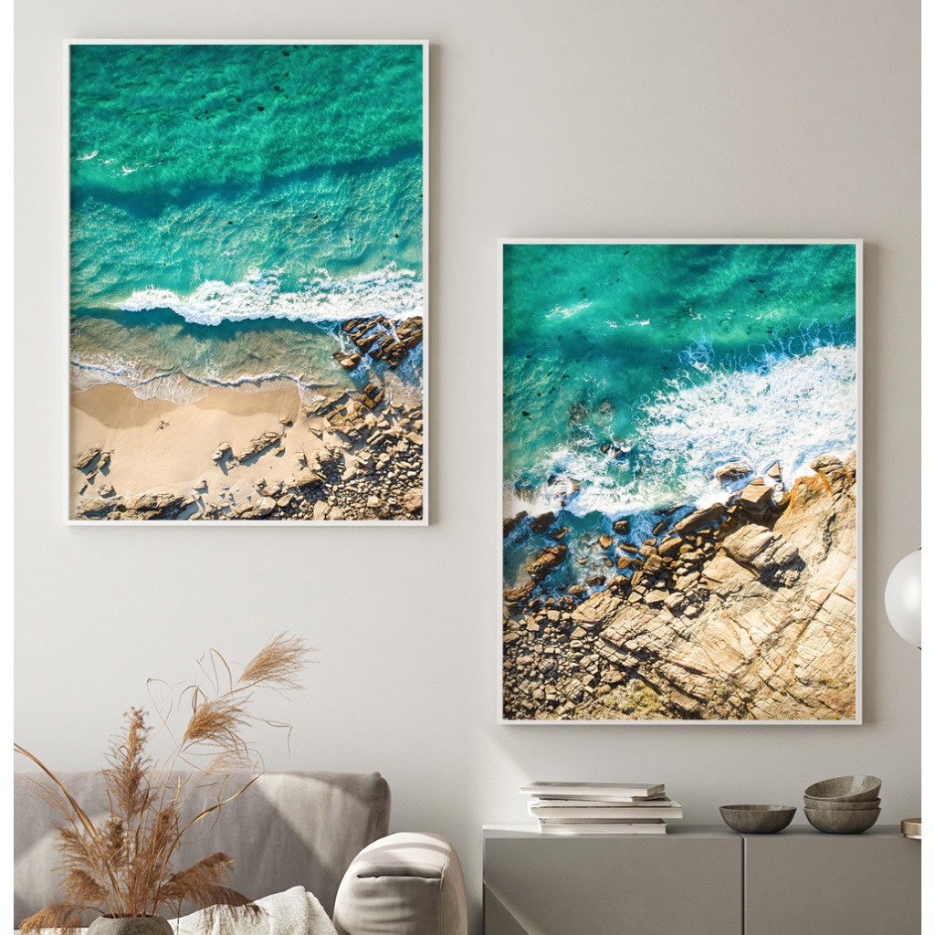 Quadro Praia Quadro Paisagem Quadro Com Moldura E Vidro Quadro Decorativo Sala Quadro Mar Costa Duo