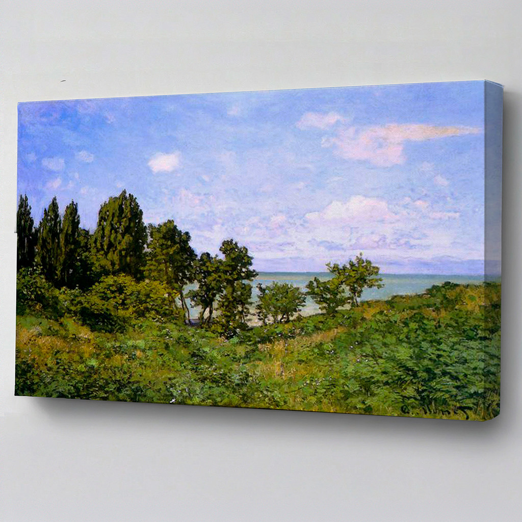 Quadro Paisagem Monet Mar e Natureza – Vista Costeira Impressionista, Arte Elegante e Sofisticada