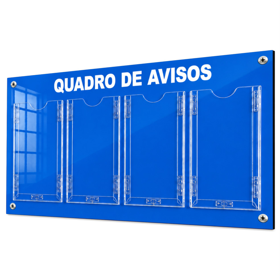 Quadro Avisos Gestão Á Vista 4 Displays A4 ACM Azul Telecom