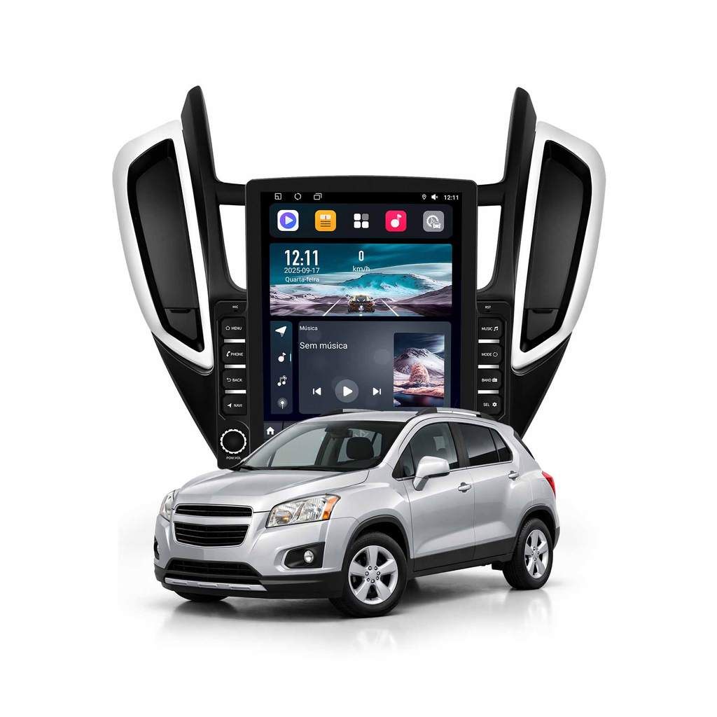 Multimídia Tracker 2013 A 2016 2+64gb Tesla Quadcore 9.7p Preto Carplay Android Auto Com GPS