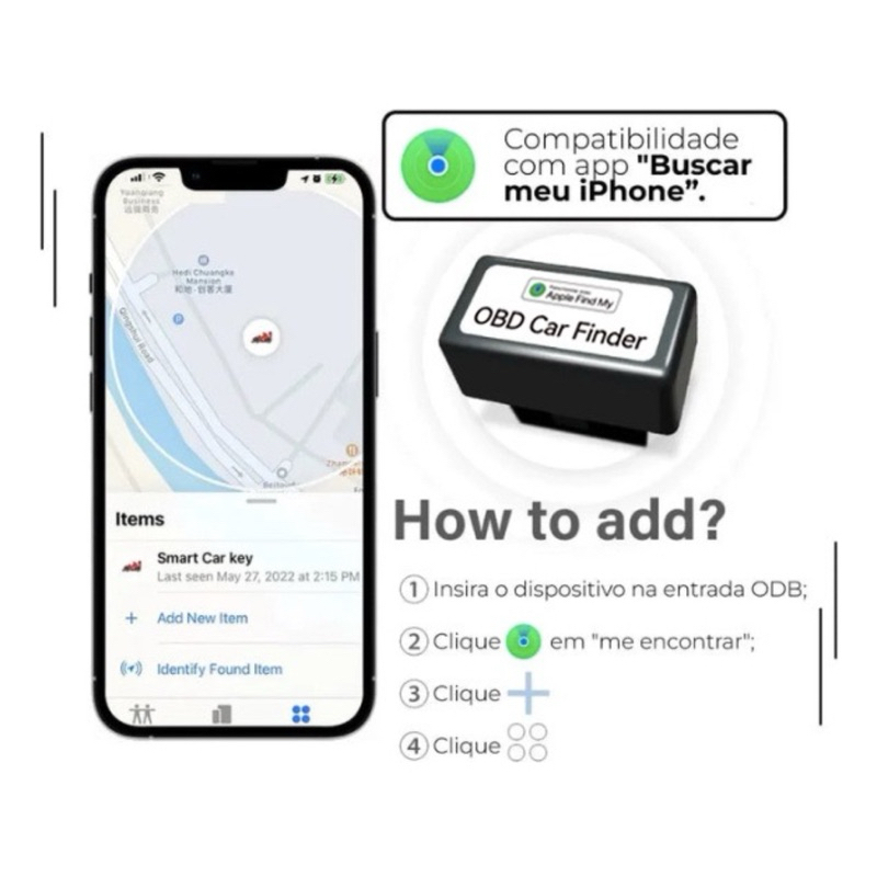 Rastreador Gps Automóvel Obd Car Finder Apple Find My Phone