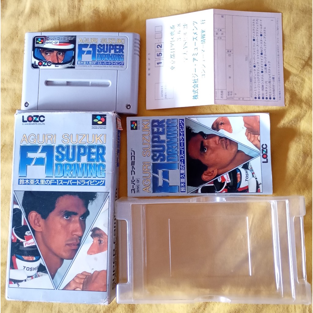 Cartucho Super Nintendo Famicom Aguri Suzuki F1 Super Driving Completo Original Japonês