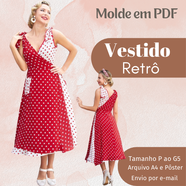 MOLDE EM PDF VESTIDO RETRÔ