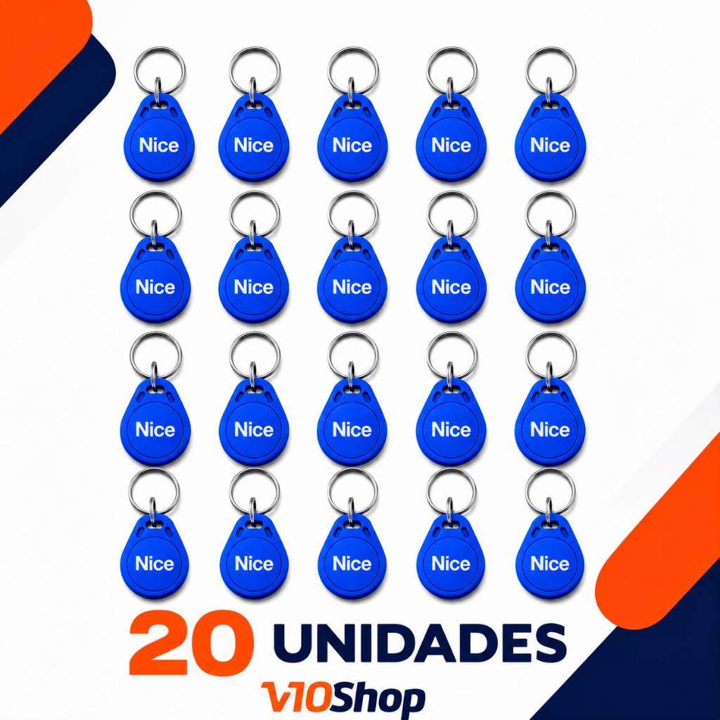 Kit 20 Chaveiro Aproximação Tag Nice Linear Hcs 125 khz Azul Controle de Acesso Fechadura