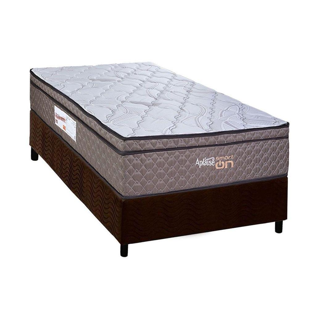 Cama Box Solteiro: Colchão c/ Vibro Massagem Paropas Vibro Aplause Smart Brown + Base CRC Suede Brown (88x188)
