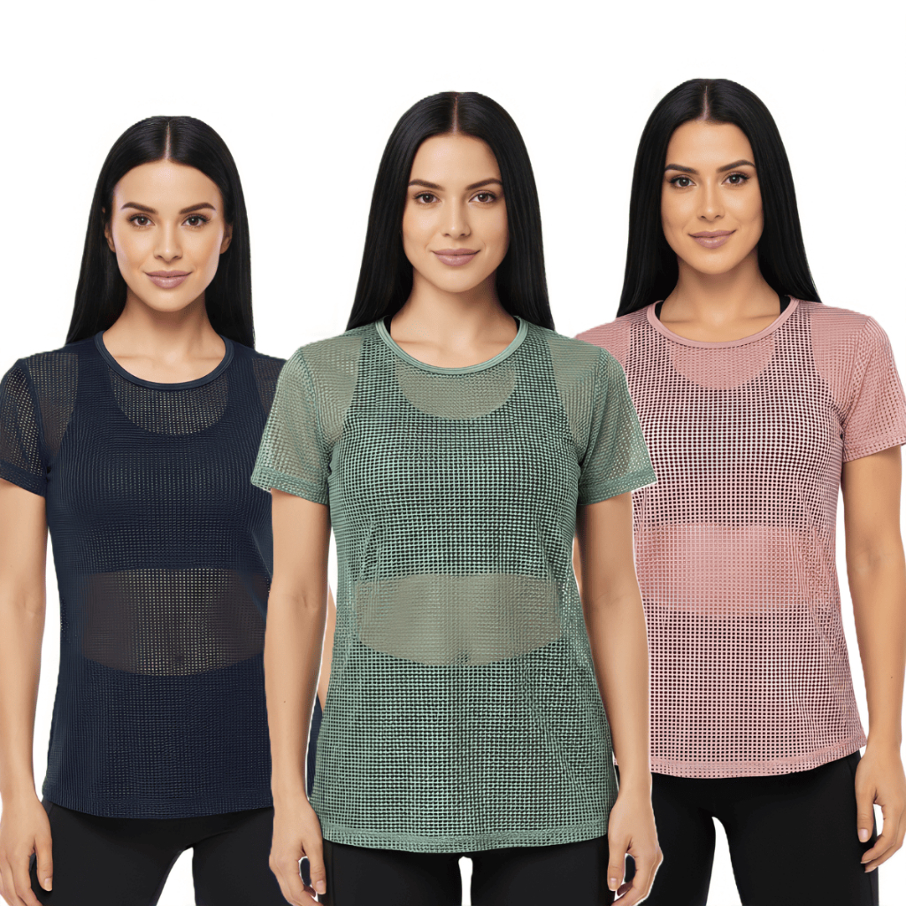 Kit Blusa Tela Arrastão Sobreposição Leve e Confortavel