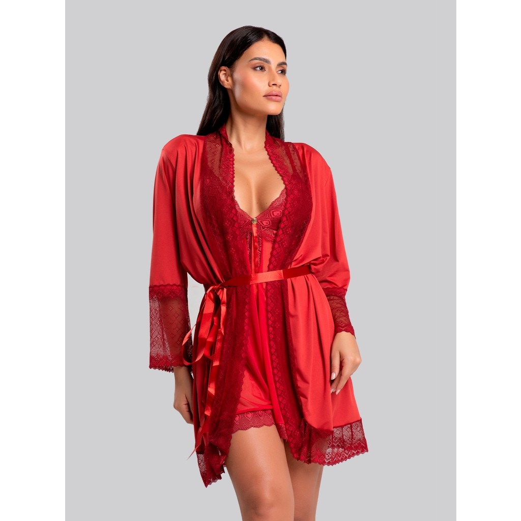 Robe Microfibra Renda D encanto Hobby Feminino roupão confortável Com Renda Florallys