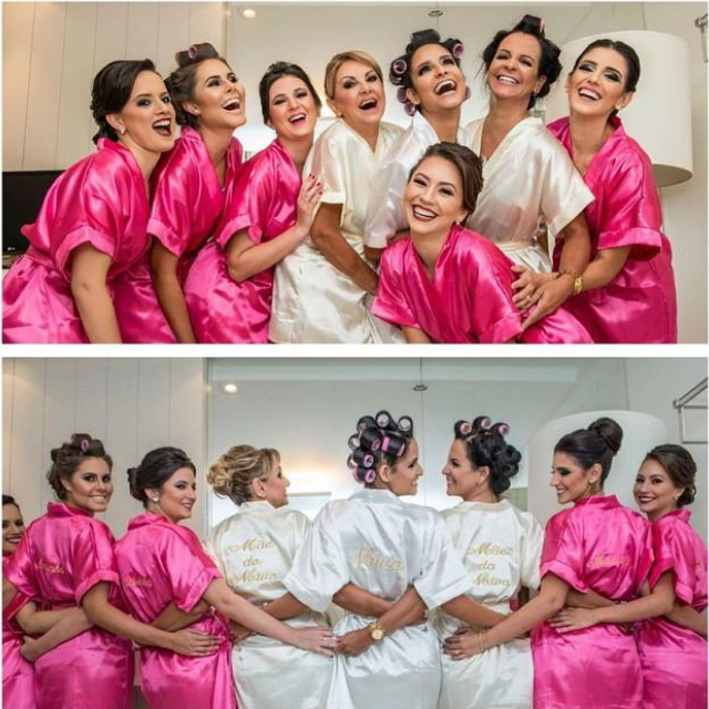kit noiva/debutante,4 Robe BORDADO ,roupão em cetim LUXO ,noiva ,casamento,madrinha,camisola,hobby,pijama,seda,kimono