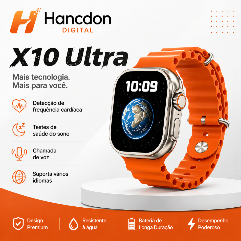 Hancdon X10 Ultra Smartwatch - Sports Bluetooth Android/iOS - With Photo On The Screen Call Reminder Heart Rate monitor