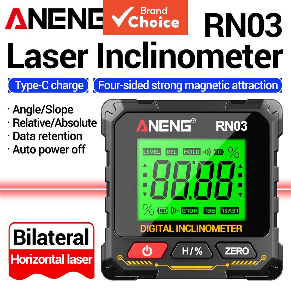 ANENG Inclinômetro Digital a Laser 4 Lados Magnético Auto Flip Medidor de Ângulo de Nível Laser Recarregável de Alta
