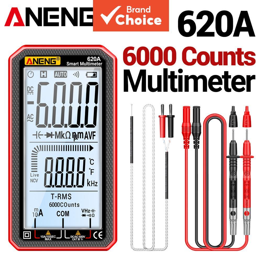 Único Multímetro Digital Inteligente Ultrafino ANENG 620A , 6000 Contagens True RMS Auto Variando Capacitância AC/DC NCV