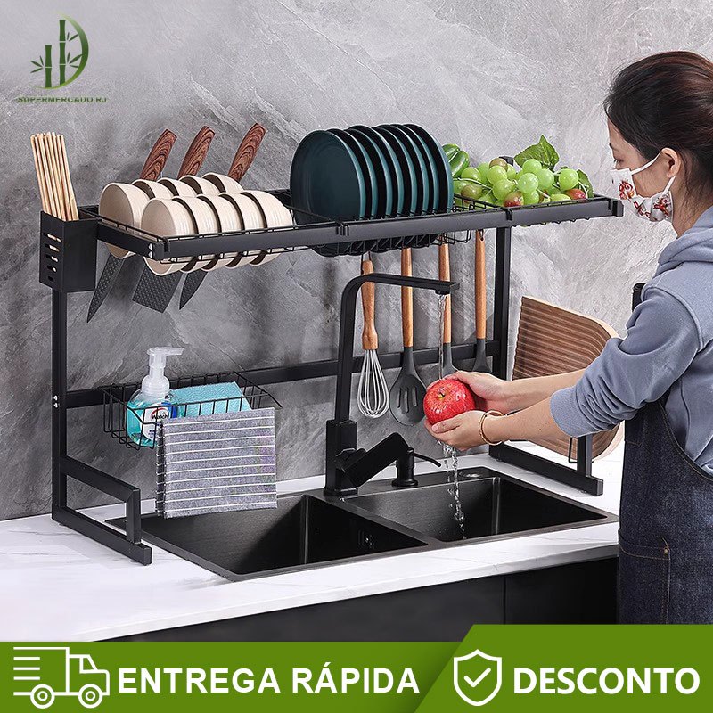 Kitchen Sink Counter Dish Rack Prateleira de drenagem de placas de aço inoxidável de alta qualidade