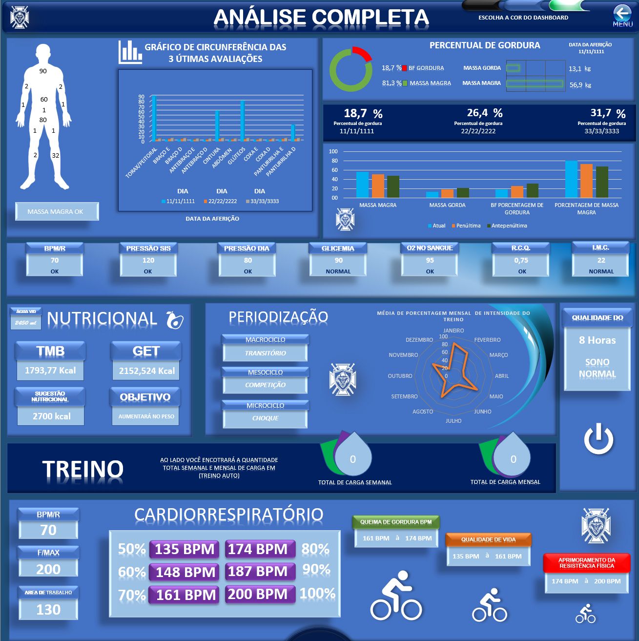 Planilha De Avaliação Física Completa Já Com Cálculos