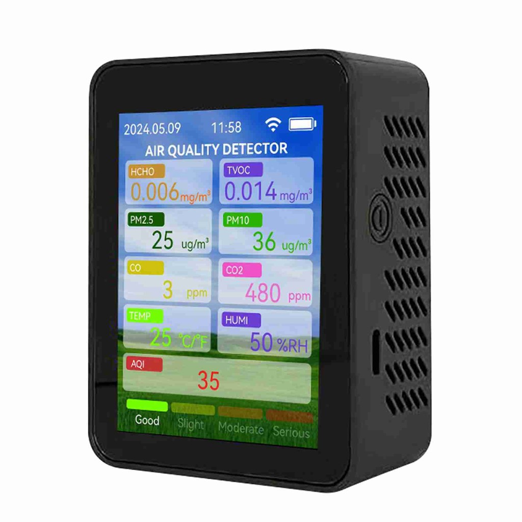(zone1ym) Tuya WiFi Medidor Multifuncional De Qualidade Do Ar Doméstico HCHO TVOC Monóxido De Carbono CO2 PM2.5 PM10 Tes
