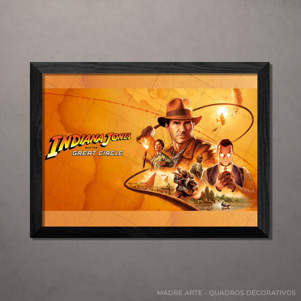 Quadro Decorativo Indiana Jones Great Circle A4 Com Vidro
