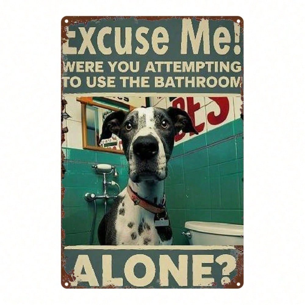 CIFbuy 1 Peça 2D Sinal De Metal Plano Great Dane Banheiro Humor Decoração De Parede 8x12 Polegadas