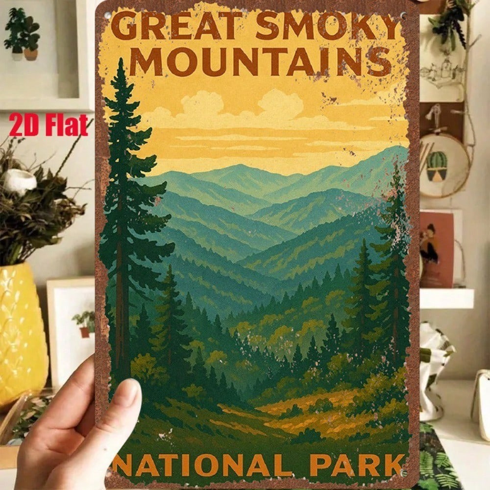 CIFbuy Vintage Great Smoky Mountains Placa De Parede De Metal 8x12 Polegadas