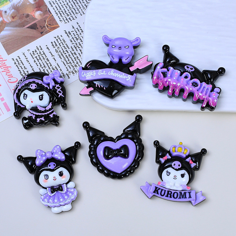 50 Peças Amuletos De Resina Preto Roxo Kuro Mi Girl Para Faça Você Mesmo