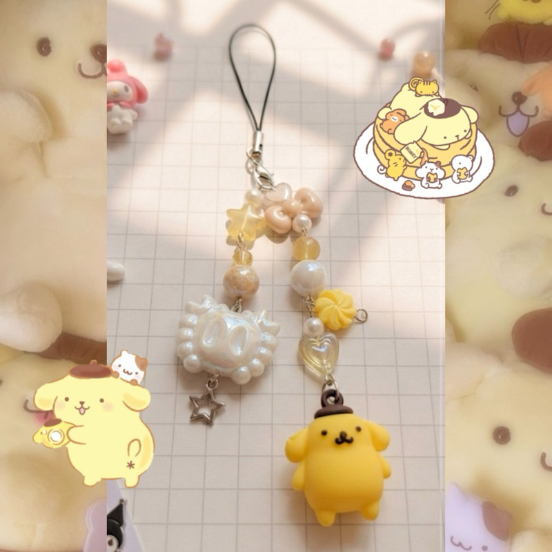 Chaveiro Sanrio Pompompurin Hello Kitty Y2k Cacareco Girl Miçangas fofo mochila pingente