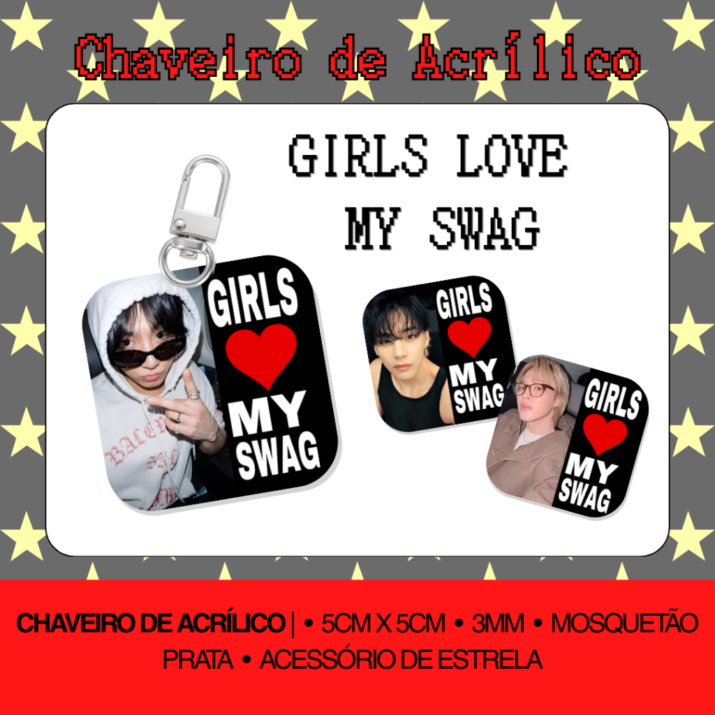 Chaveiro de Acrílico Personalizado BTS bangtan Girls Love My Swag | KPOP