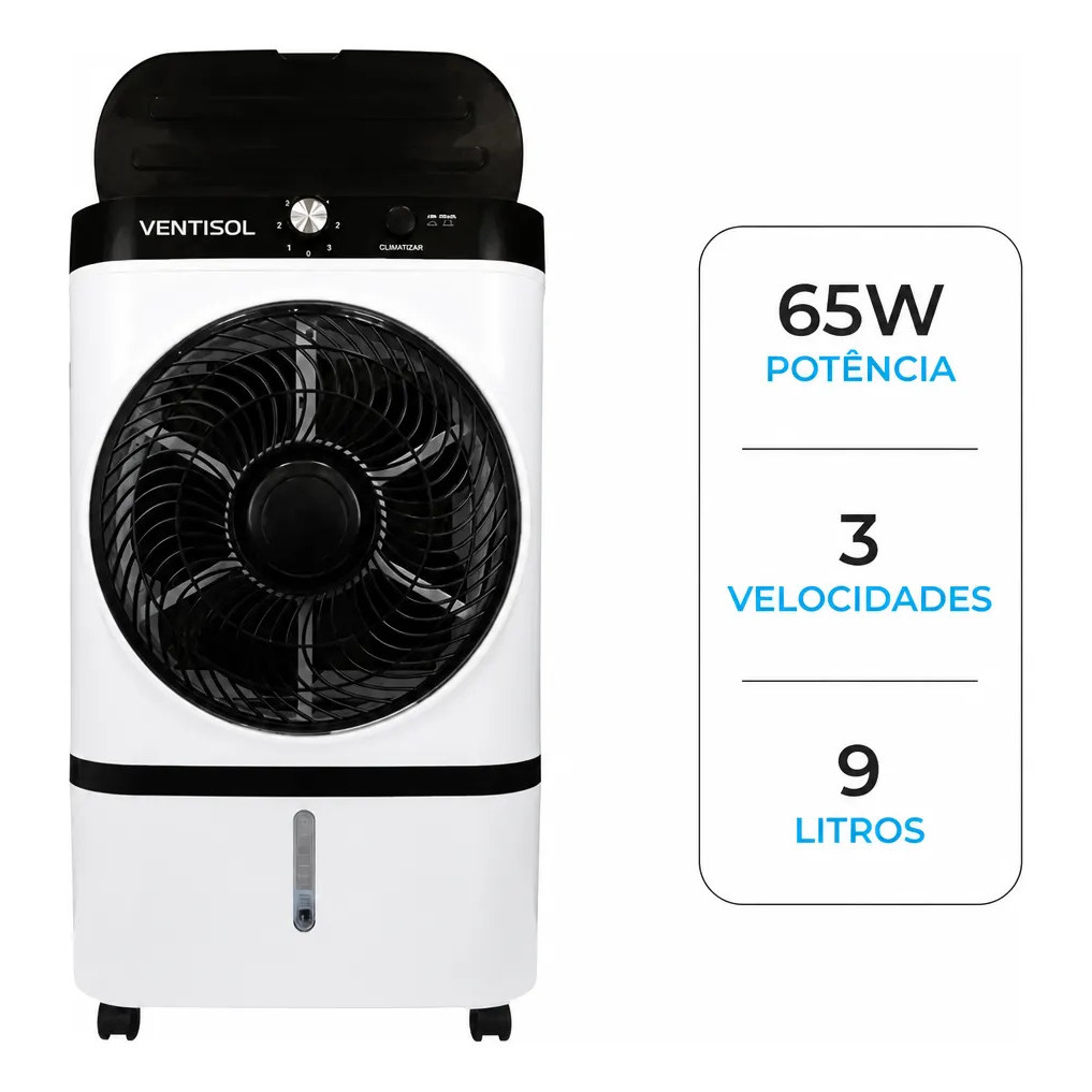 Climatizador Ar Ventisol Cli09 9l Evaporativo Portátil 65w Branco 127v