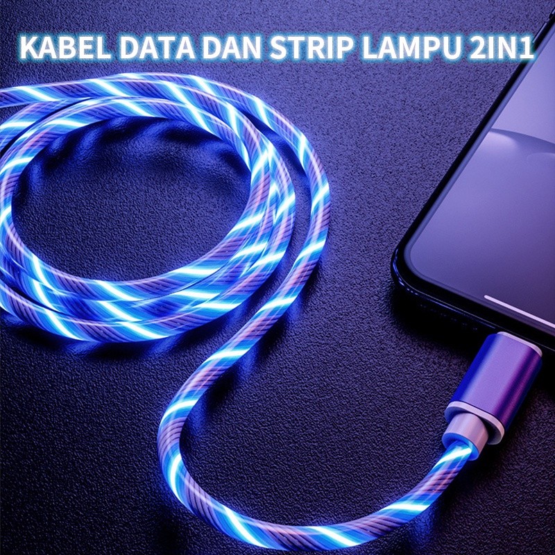 Fluindo LED Neon Light-Up Carregamento Rápido Cabo USB Atmosfera Decoração Para iPhone Android Tipo-C