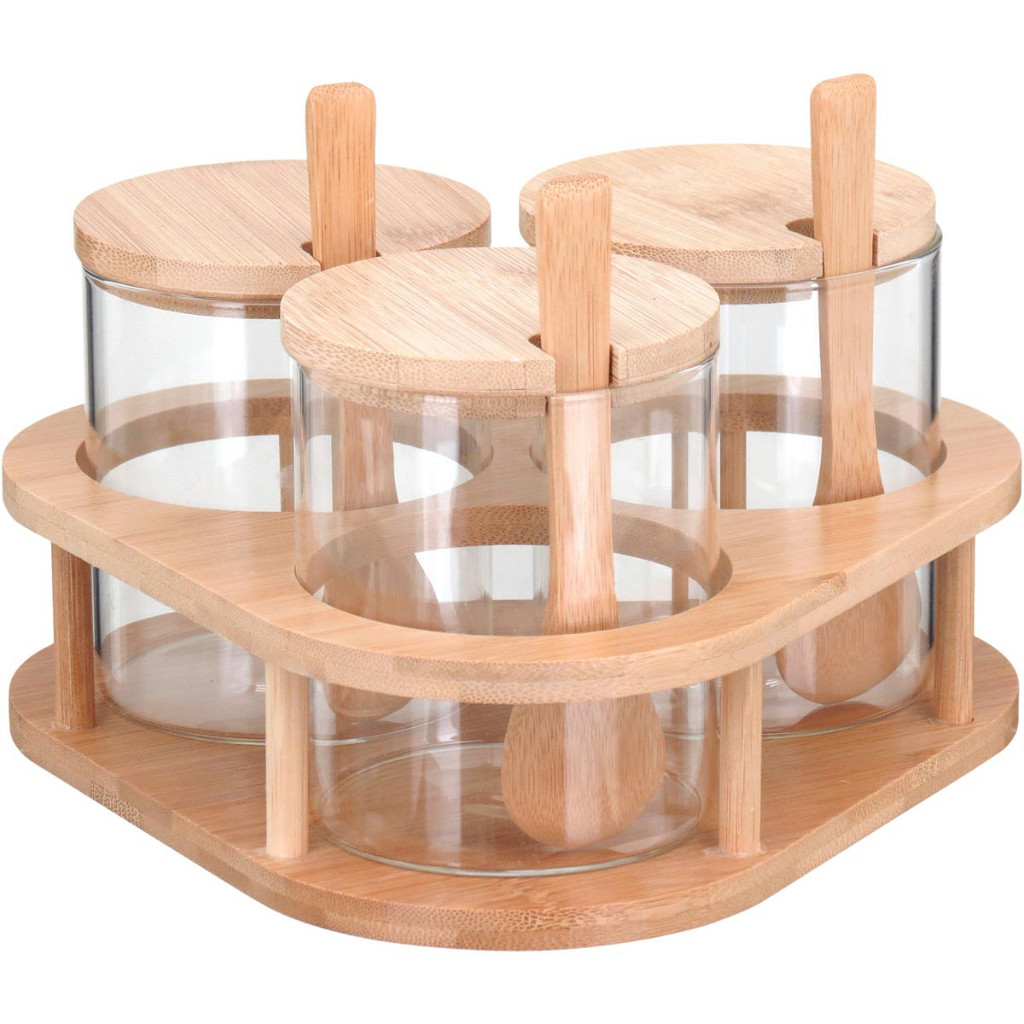 Jg Porta Condimento Table com Suporte Borossilicato 3PÇS Transparente