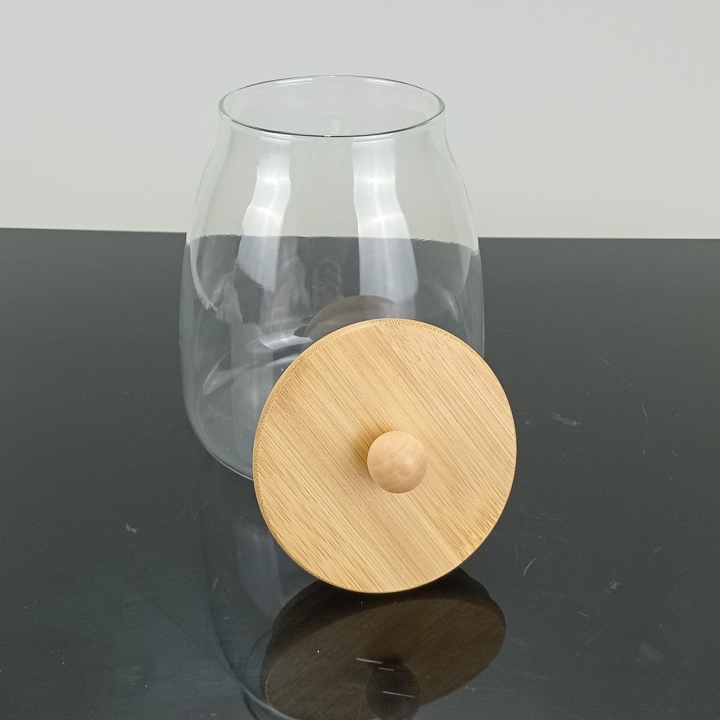Pote Table Mantimentos com Tampa Borosilicato Tampa Home&Co Bambu 13x11x11 650ml