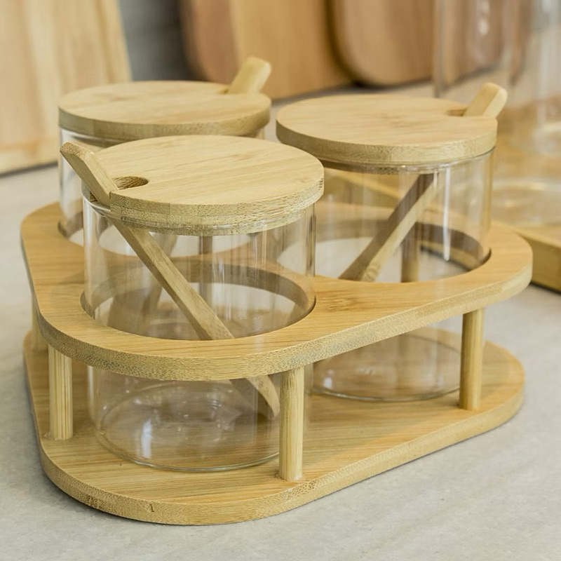Jg Porta Condimento Table com Suporte Borossilicato 3PÇS Transparente