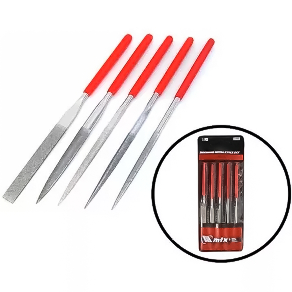 Jogo De Limas Agulha Diamantada 5 Peças Entalhar Desbastar Madeira Metal Plástico Hobby Profissional
