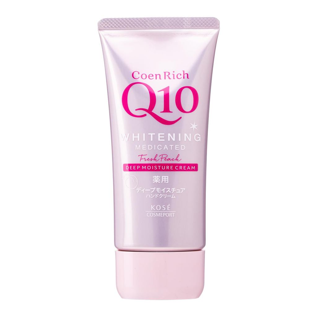 CoenRich Medicated Whitening Hand Cream, Fresh Peach Scent, for Dry and Rough Hands, Non-Greasy, 80 g