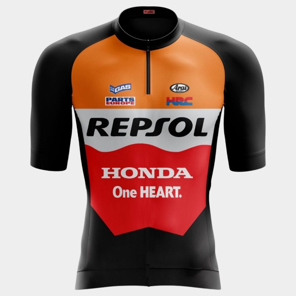 Camisa Ciclismo Masculina Camiseta Equipe Repsol Laranja Manga Curta Roupa Bike Pedal Mtb