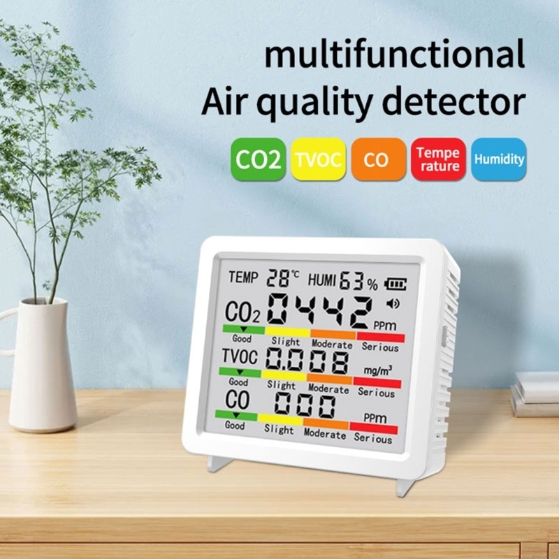 Medidores Detecção Qualidade Do Ar Dylm Display 4 Polegadas Temperatura Umidade CO2 TVOC