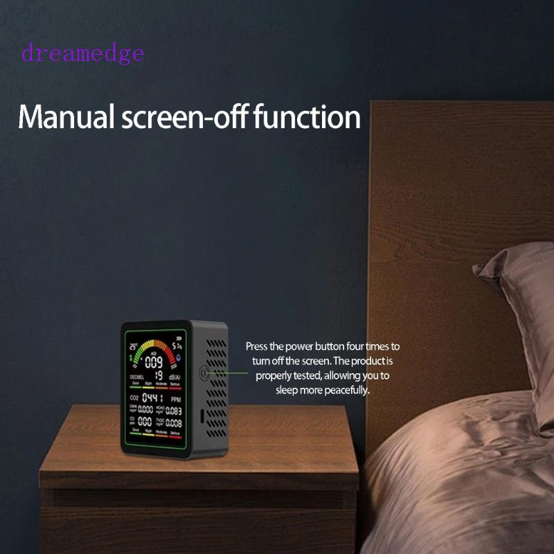Monitor Qualidade Do Ar dreamedge CO2 C6H6 Formaldeído TVOC Detecção Temperatura E Umidade Medidor Ruído Pa