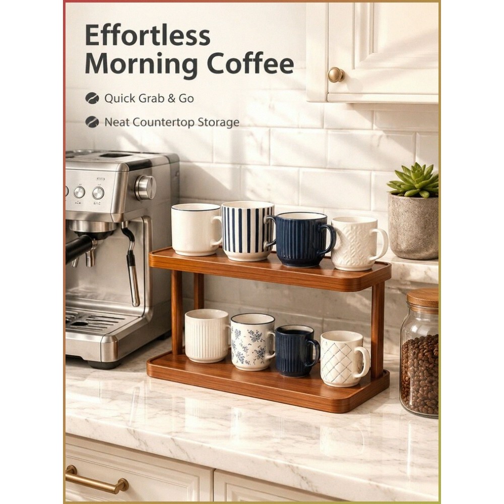 [Multiuso Prático] Tabletop Cup Holder Organizer/Desk Mug Storage Rack/Coffee Cup Tea Set Display Shelf - Organizador/Me