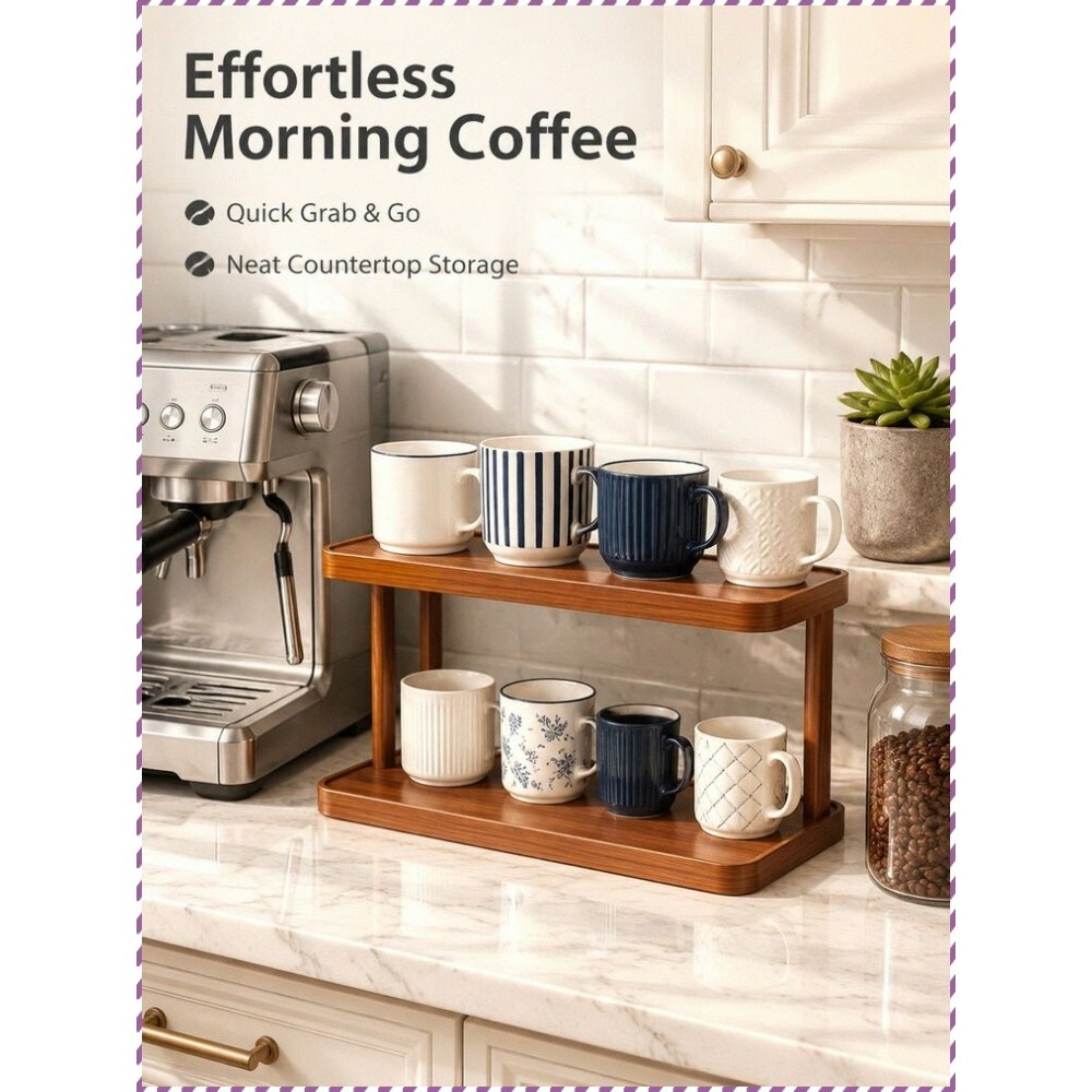 [Economize Espaço] Tabletop Cup Holder Organizer/Desk Mug Storage Rack/Coffee Cup Tea Set Display Shelf - Suporte/Organi