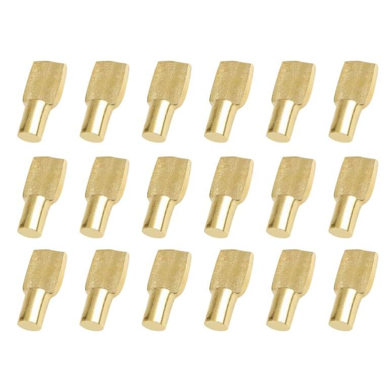 40Pcs Gold Shelf Pins 5mm, Cabinet Pegs Support, Spoon Shape Metal Shelf Holders Pegs for Cabinets, Bookshelf Pegs
